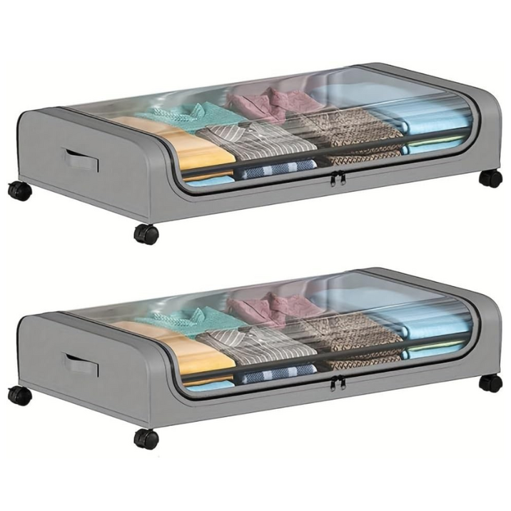 노틈 언더베드 리빙박스 1+1 침대밑수납장 침대수납박스 속옷정리함, 1세트, 그레이