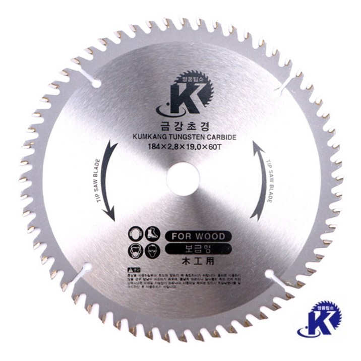 금강초경 목공용 팁쇼 팁쏘 팁쑈 7인치 184mm x 60날 원형톱날 목재 합판 나무 절단 그라인더 팁소 당가루, 1개