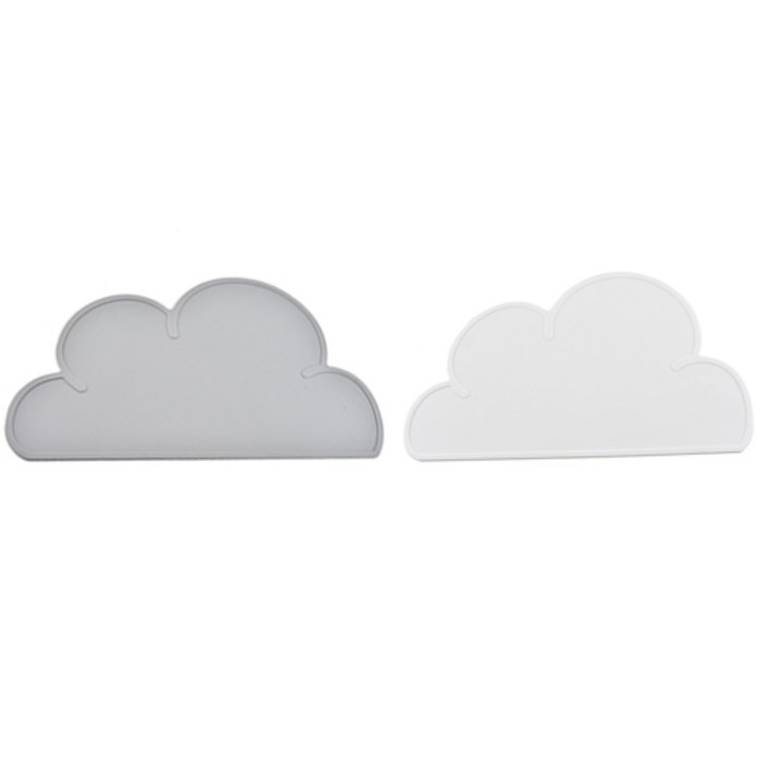 파라다이소 클라우드 실리콘 구름 플레이스 테이블매트 2종 세트, 그레이, 화이트, 48 x 27.5 cm
