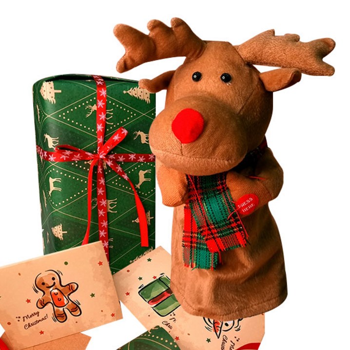 바이주주 춤추는 루돌프 크리스마스 인형 말 따라하는 노래하는 장난감 겨울 카페 소품 ip022B