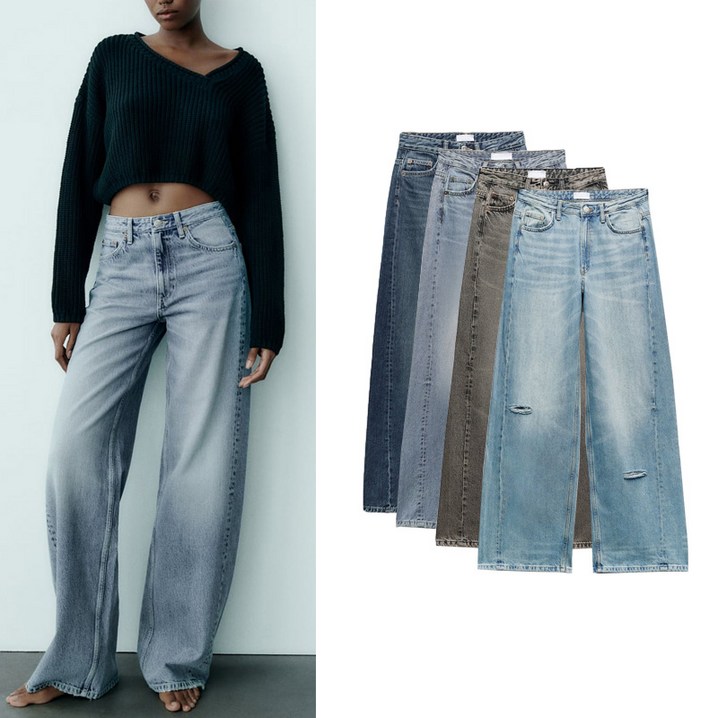 ZARA 자라 여성 와이드핏 청바지 캐주얼 데님팬츠
