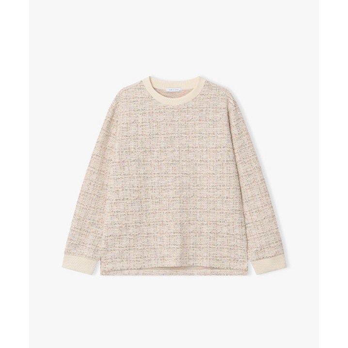 리버클래시 25FW  LLF41606 크림 트위드 텍스쳐 티셔츠