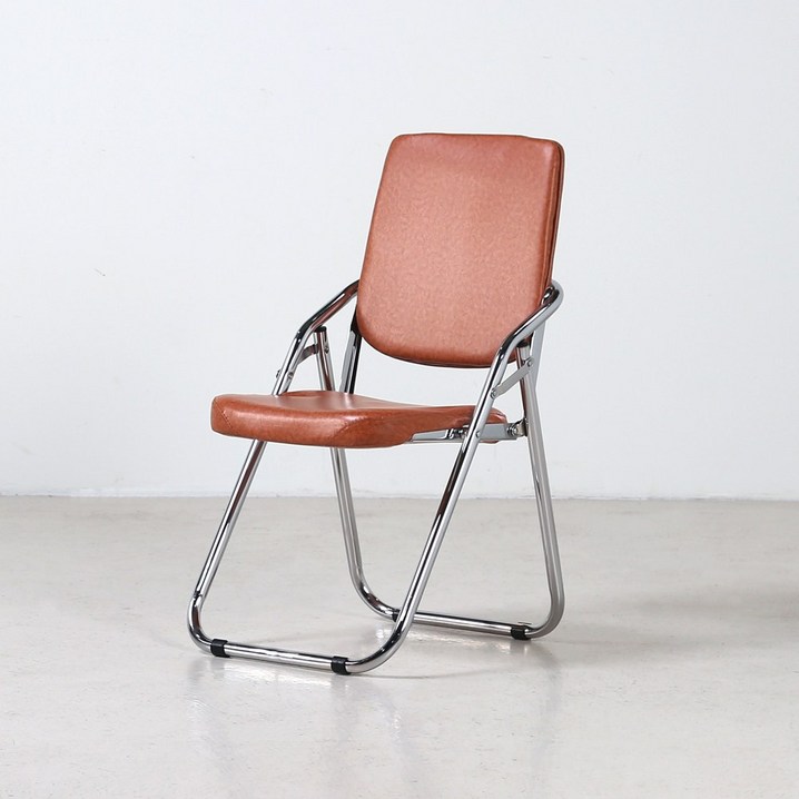 마티스 가죽 쿠션 폴딩 접이식 의자 3color, 1개, 브라운