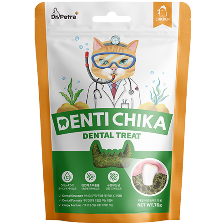 닥터페트라 덴티치카 덴탈트릿 고양이 이빨과자, 1개입, 70g, 닭고기맛