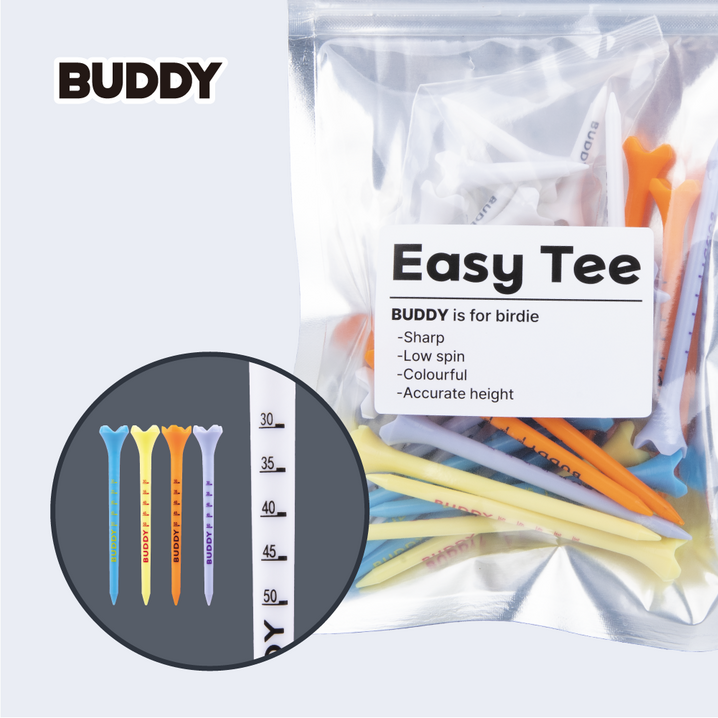 BUDDY 눈금 높이 조절 잘부러지지 않는 컬러 플라스틱 골프 티 꽂이 tee