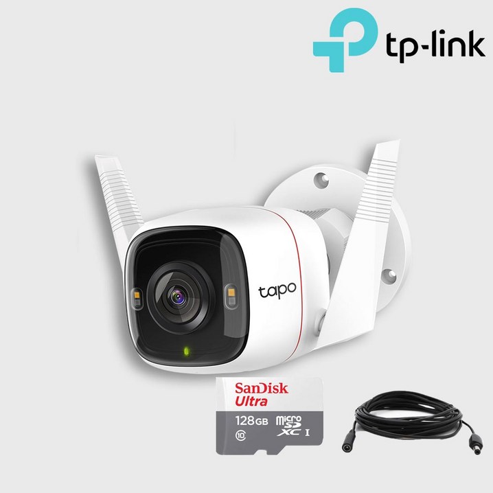티피링크 Tapo C320WS 홈CCTV  micro SD 카드 128GB  전원연장선 5M 실외,농막,공장,가게