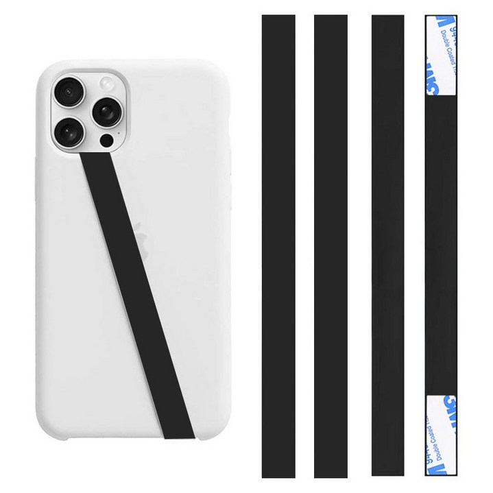 808 실리콘 휴대폰 핑거 그립 고탄력 스트랩, 4개, 블랙