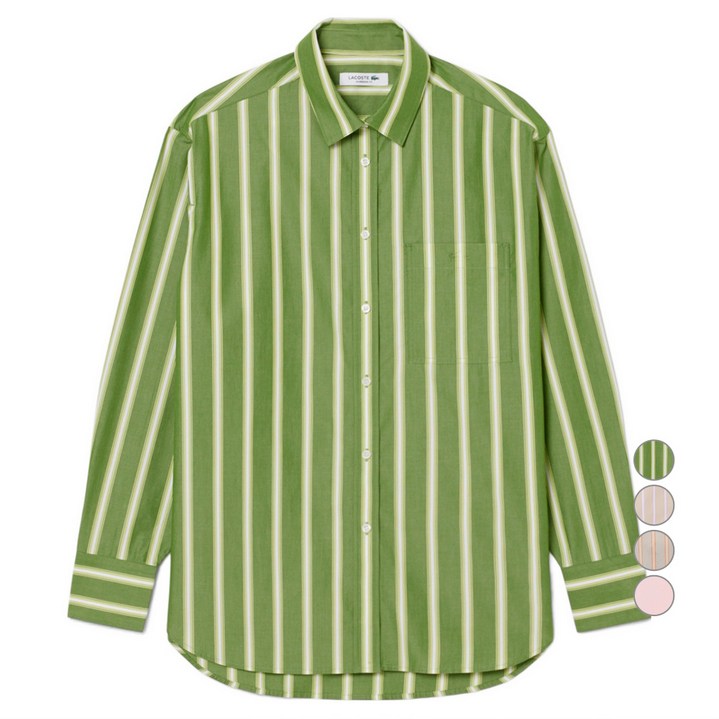라코스테 여성용 오버핏 클래식 포플린 면 셔츠 CF105456G