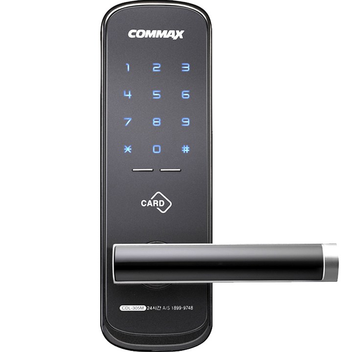 COMMAX 손잡이 일체형 무타공 스마트 도어락 + 카드키 3p  CDL-305M