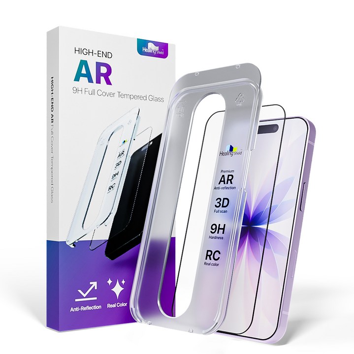 힐링쉴드 하이엔드 풀커버 AR 고화질 강화유리 액정보호필름 세트, 1세트