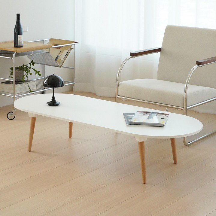 레몬트리 국내제조 E0 LPM 우드 접이식 타원형 900 테이블, 스노우 화이트