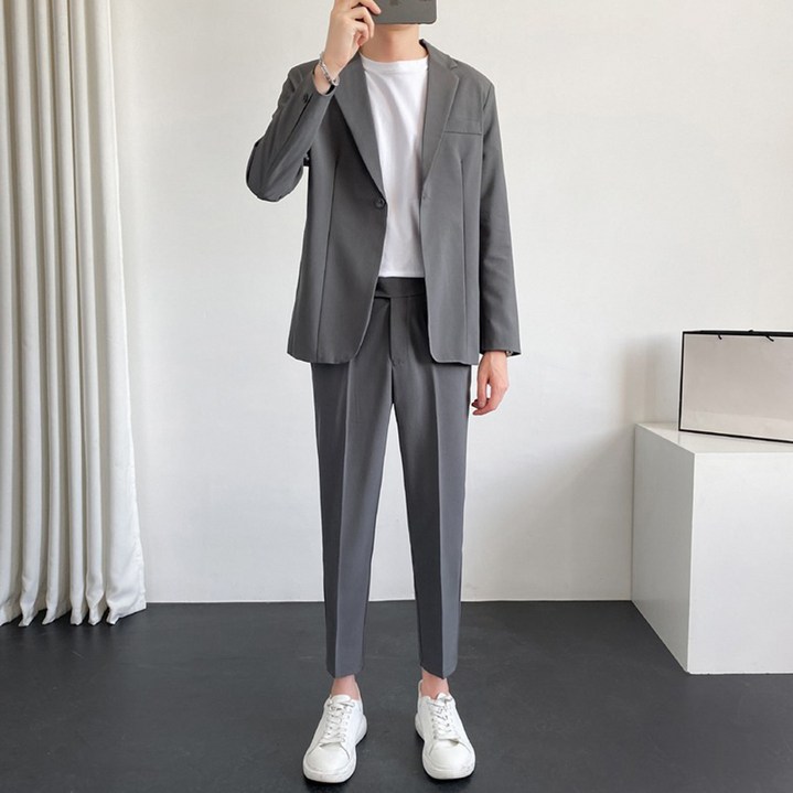 남성용 인피어스 비즈니스 캐주얼 수트 자켓 + 긴바지 세트
