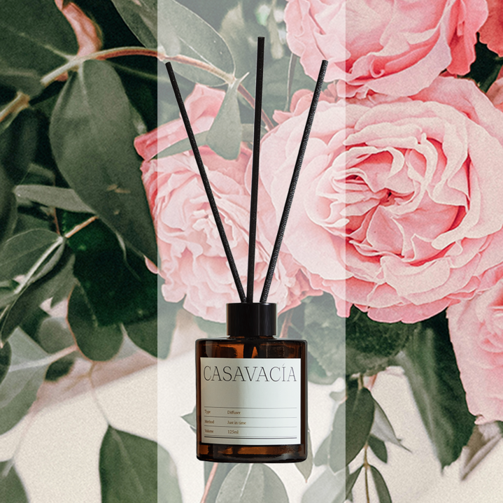 카사바시아 백화점 명품 디퓨저 방향제, 1개, 125ml, 피오니 앤 블러쉬 스웨이드