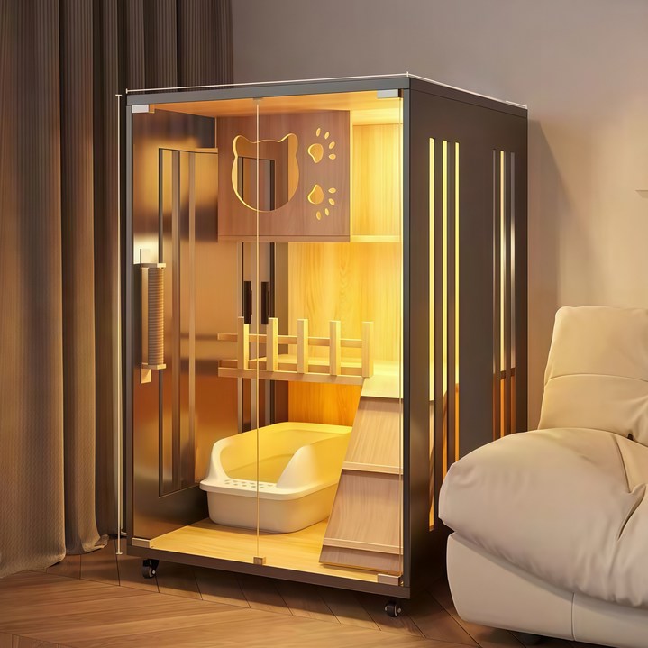 YAPOGI 고양이 빌라 올인원 고양이호텔 놀이터 빌라 이동 가능