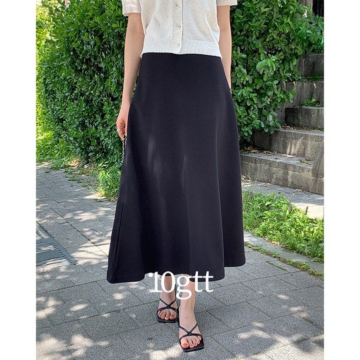 10가트 [~2XL] 말랑쫀쫀 밴딩 플레어 a라인 롱 스커트