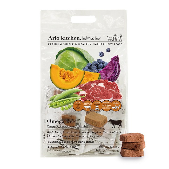 알로키친 강아지 오메가3 발바닥 습진 치료 자연식 오메가비프 40개입, 소고기, 160g, 1개