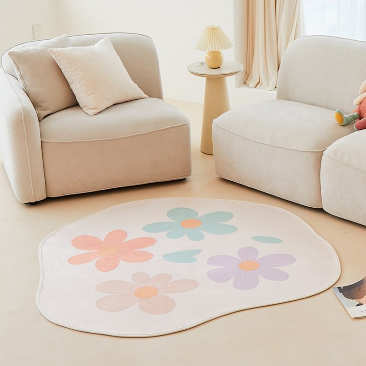 부케 극세사 사계절 아이방 원형 러그 키즈 카페트