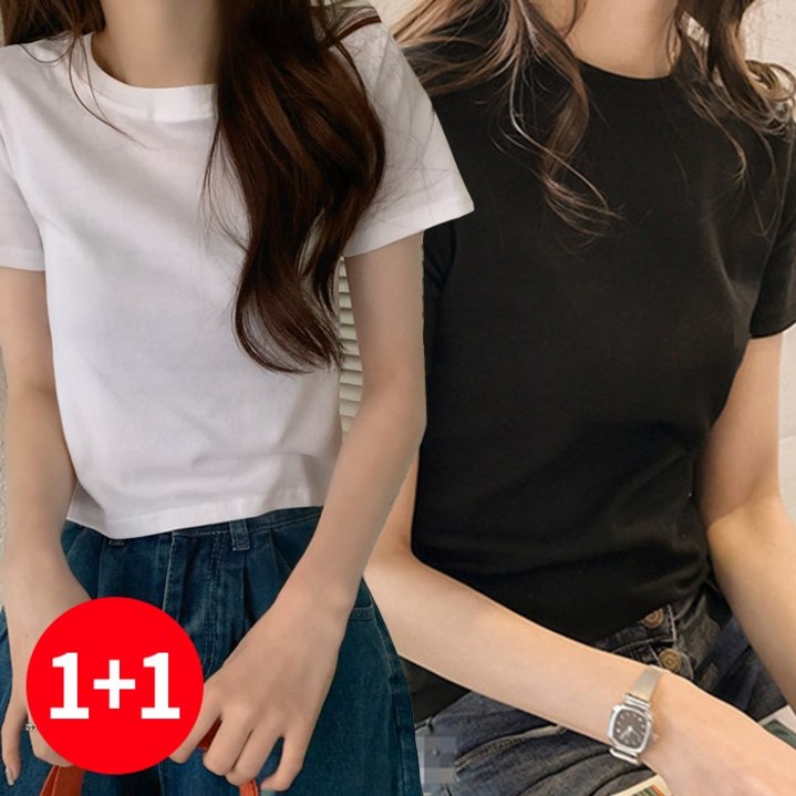 주디앤 여성 얼웨이즈 여름 라운드 베이직 슬림핏 반팔 티셔츠 1+1 리빙공감 - 쇼핑뉴스