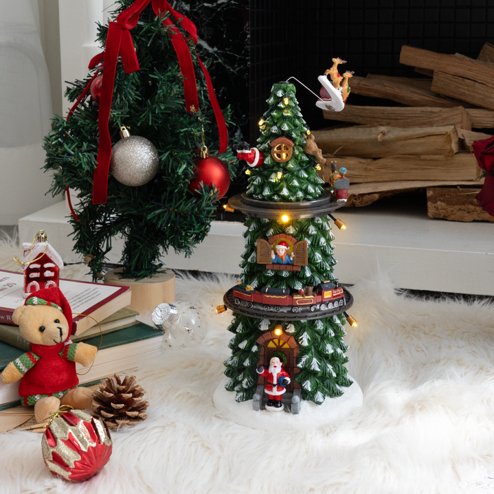 나비다드 크리스마스 홀리데이 움직이는 타워 오브제 캐롤, 1개, 트리