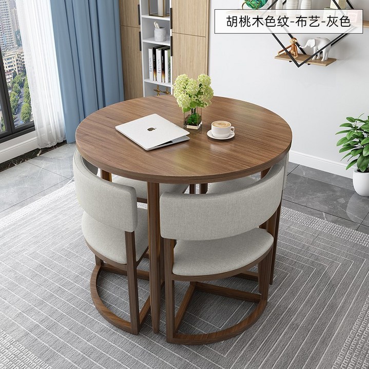 공간활용 북유럽 티테이블 카페 4인 패브릭 가죽 원목 대리석 작은 부부테이블 의자 세트