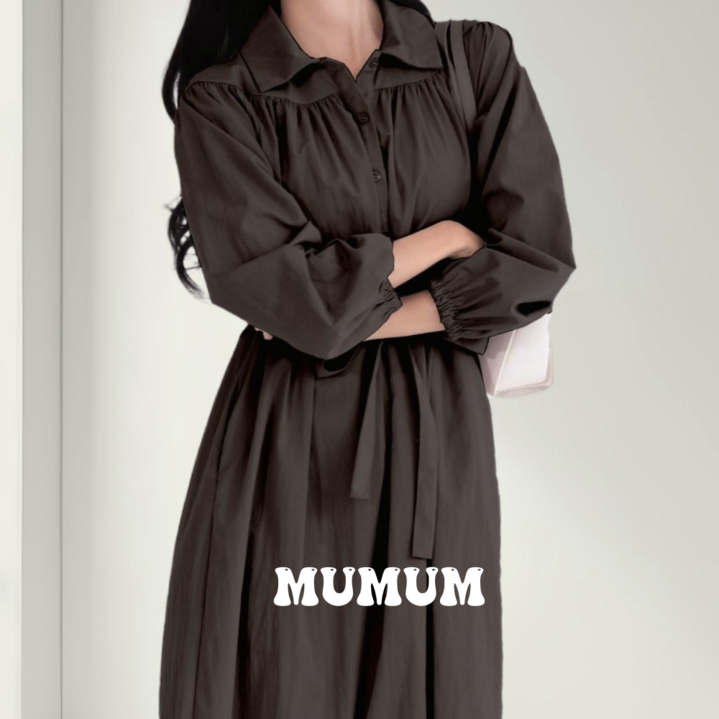 MUMUM 넉넉한 빅사이즈 롱 원피스 가을 봄 간절기 긴팔원피스 5XL까지