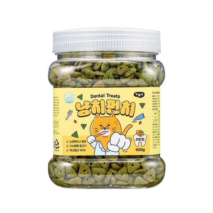 고지식 냥치펀치 고양이 구강관리 이빨과자 대용량 덴탈트릿 간식, 1개, 400g, 치킨맛