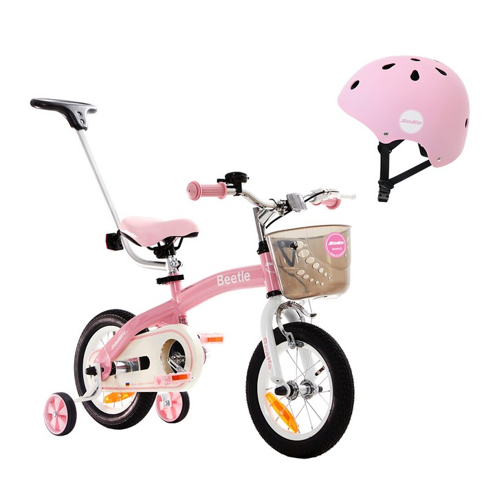유아네발자전거 조코 비틀 유아동 체인 자전거12 + 어반 헬멧 세트, 핑크, 91cm