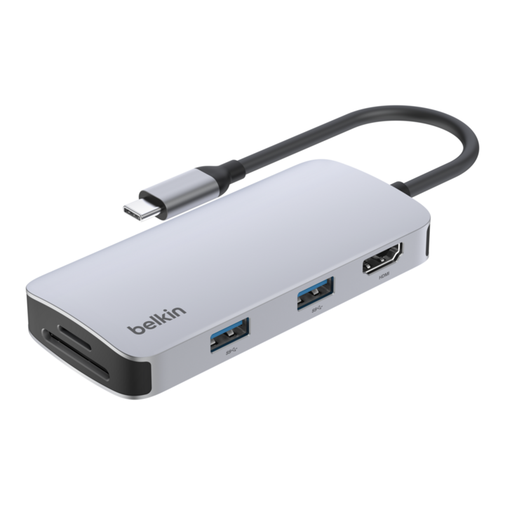 벨킨 USB C 5in1 멀티 포트 허브 어댑터 AVC007fqSGY V2, 실버 그레이, 1개 벨킨 USB C 5in1 멀티 포트 허브 어댑터 AVC007fqSGY V2, 실버 그레이, 1개