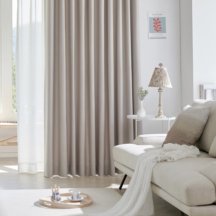 형상기억 린넨 양면 암막커튼 2p 세트