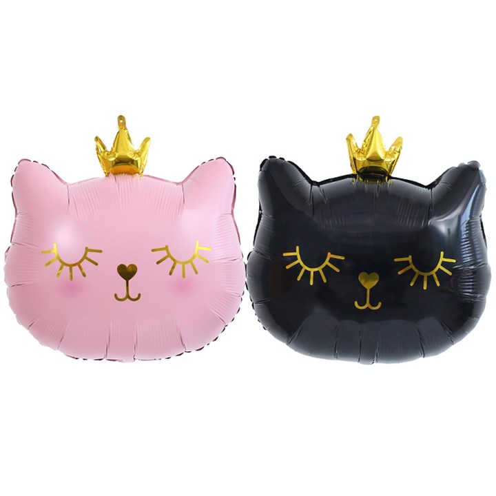 왕관 고양이 풍선 2종 세트, 핑크, 블랙, 1세트