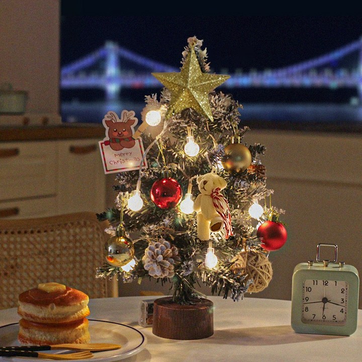 미니크리스마스트리 이플린 크리스마스 함박라떼 눈트리 풀세트 + 선물상자