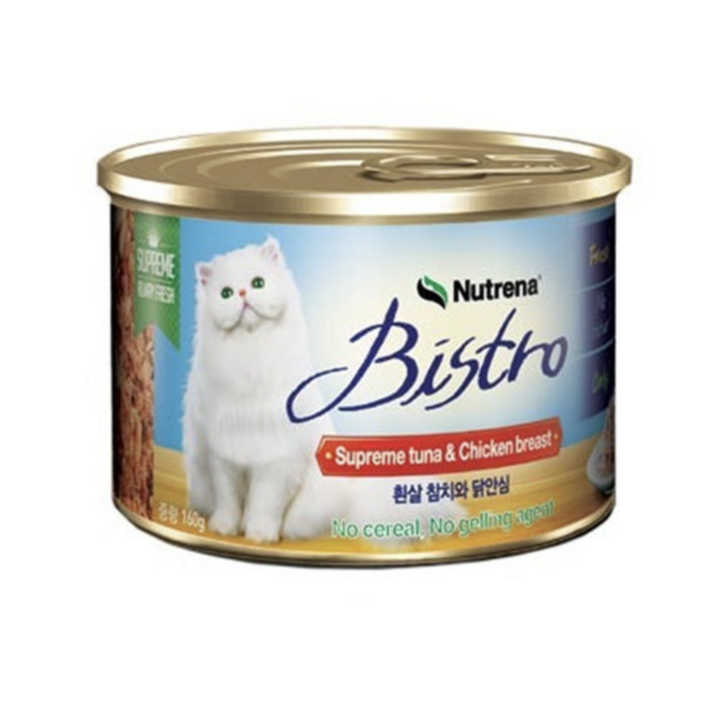 비스트로 고양이용 흰살참치와 닭안심 캔, 10개, 160g