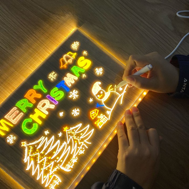 아크릴무드등 나만의 LED 무드등 만들기 DIY 빅사이즈 아크릴판 카페 보드판 그림 (LED아크릴판 + 7가지펜 풀세트) 선물