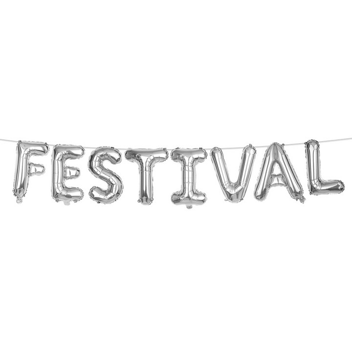 파티짱 FESTIVAL 호일 글자 풍선 세트 축제 페스티벌, 실버