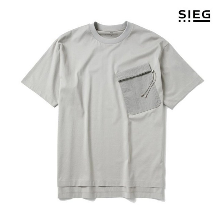 지이크 그레이 원포켓 스트링 반팔 티셔츠 (PEIBD8028)