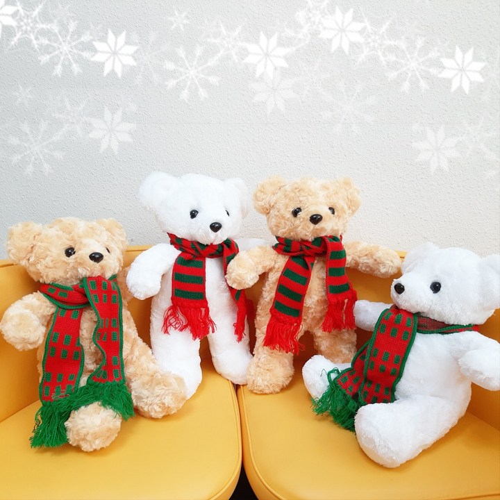 크리스마스곰 빅베어 크리스마스곰인형 루돌프베어 니트목도리코디 크리스마스선물 봉제인형, 브라운, 40cm