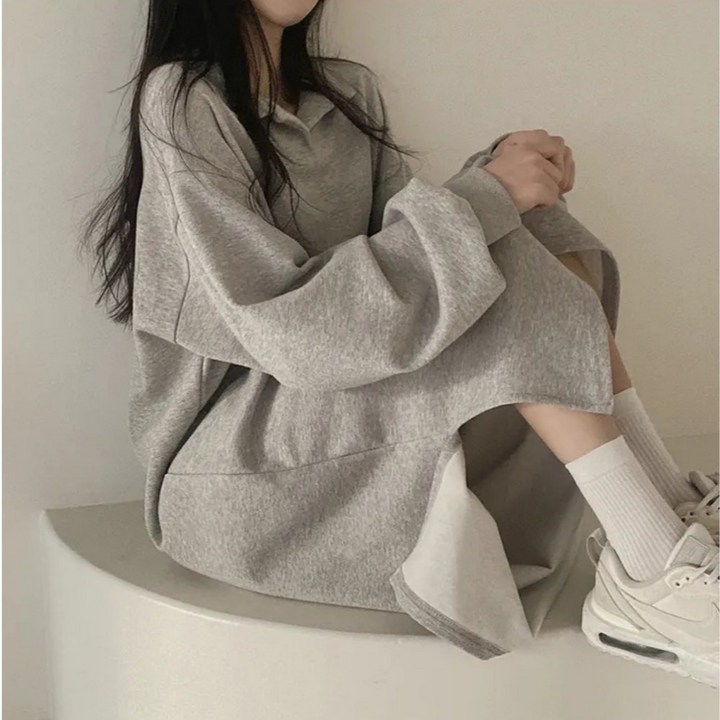 트링홈 일자핏 기모 카라 임산부 원피스 임부복