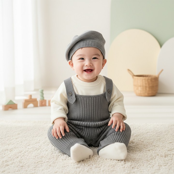 몽실이 데일리 니트 멜빵 우주복 봄 외출복 유아동 실내복