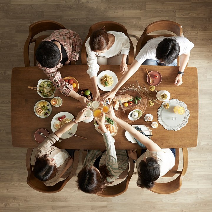 저상형식탁 로그하우스 마제스티 프리미엄 2000 고무나무 원목 6인용 식탁세트 의자6개