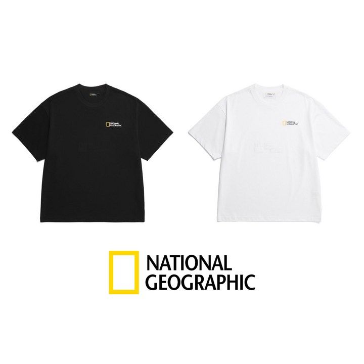 키르시반팔 이월상품 특가세일 남여공용 네셔널지오그레픽 수피마 로고 반팔 티셔츠