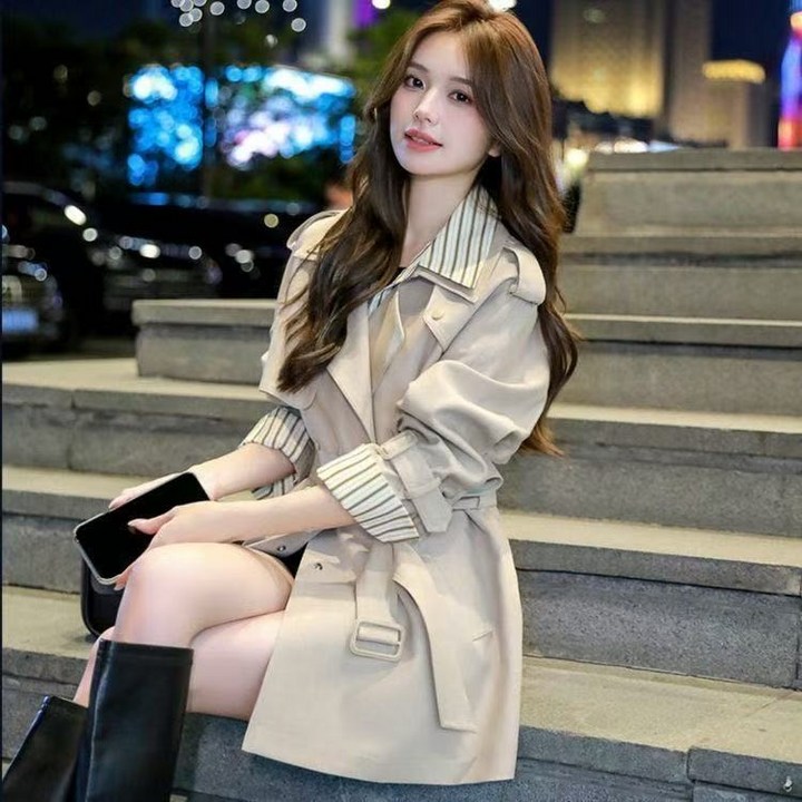 루스리더 여성 트렌디 페이크 트렌치 코트 V17