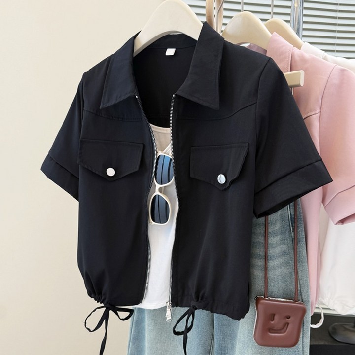 메이킹유 [3size~2XL] 스트링 카라 카고 자켓 WC835할리반팔집업