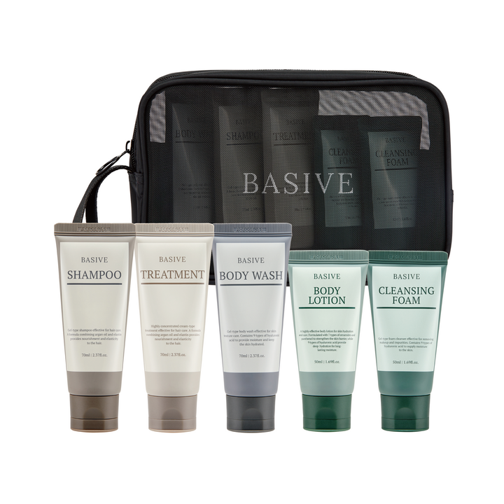 베이시브 여행용 세면도구 세트 트래블키트 5종  메쉬파우치APEC 공식 협찬 제품