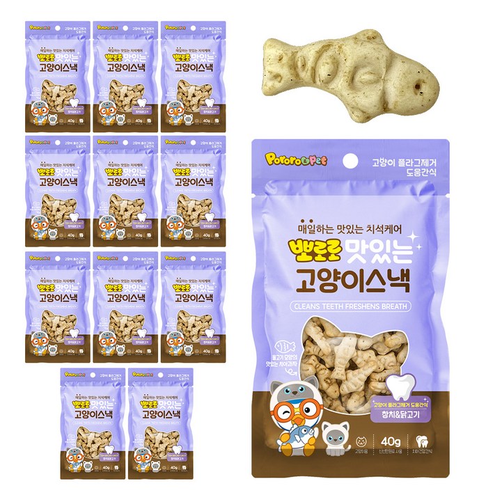 뽀로로펫 고양이 스낵 40g, 참치  닭고기 혼합맛, 40g, 12개