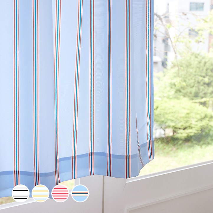 더자리 미드센츄리 모던스트라이프 가리개 커튼