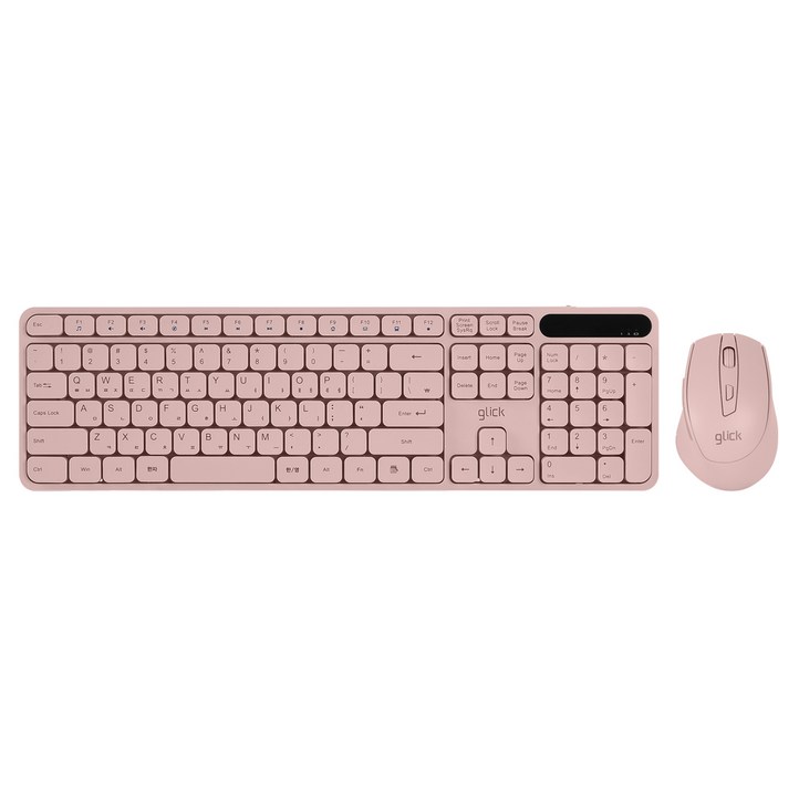 지클릭커 OFFICEPRO 사일런트 L 무소음 인체공학 무선 키보드  마우스 세트, 핑크, WMK70, 일반형