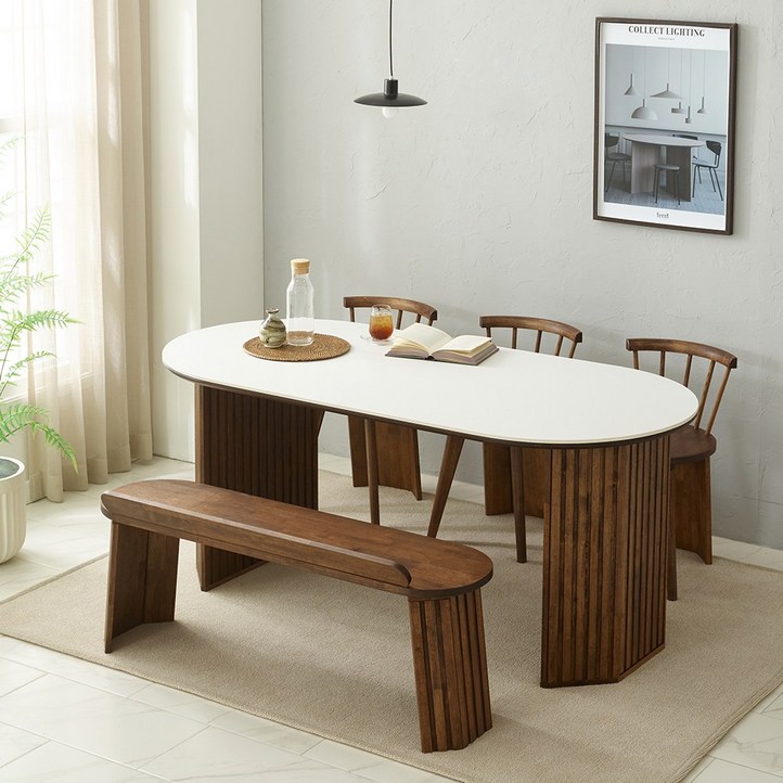 루이노 4인 6인 세라믹 원목식탁, 6인용, 네츄럴