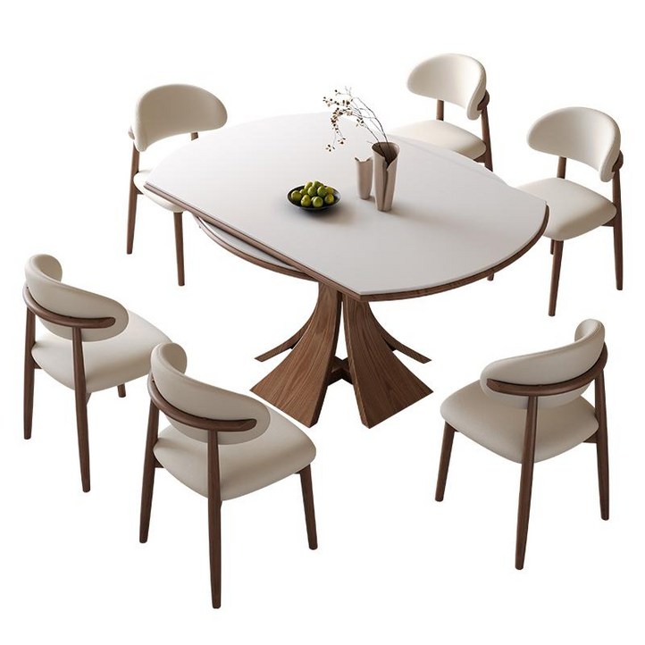 확장형 식탁 원형 인테리어 거실 접이식 대리석 엔틱, 1개, 1.5m 의자 10개 인덕션 포함