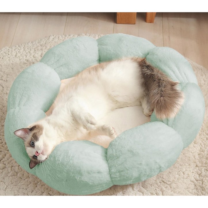 SAIVEINA 반려동물 대형 고양이 강이지 방석 애완동물 용품 자고 쉬는 따뜻한 쿠션, 민트핑크