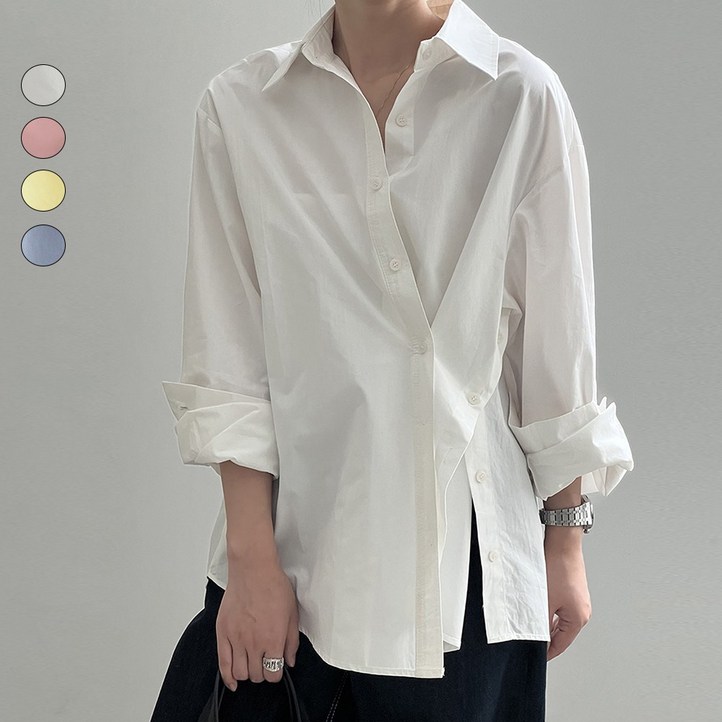 임호 순면 개성 언발 옆트임 셔츠